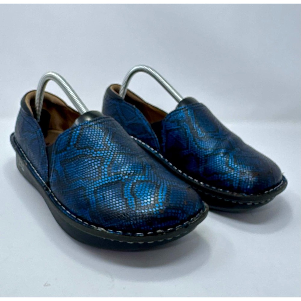Alegria Debra Score DEB-783 Womens 40 US 9.5-10 Blue Snake Leather Clogs Shoes
